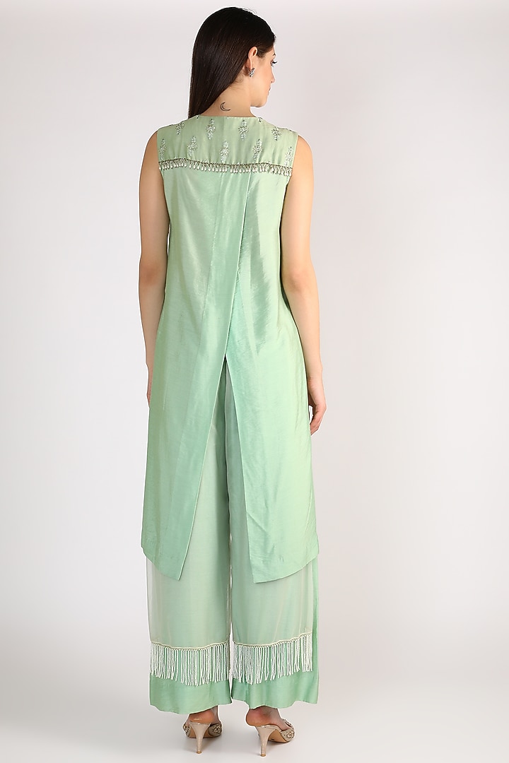 Mint Green Embroidered Tunic Set by Keith Gomes at Pernia's Pop Up Shop
