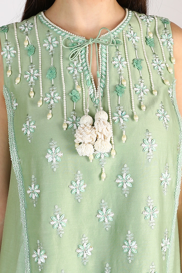 Mint Green Embroidered Tunic Set by Keith Gomes at Pernia's Pop Up Shop