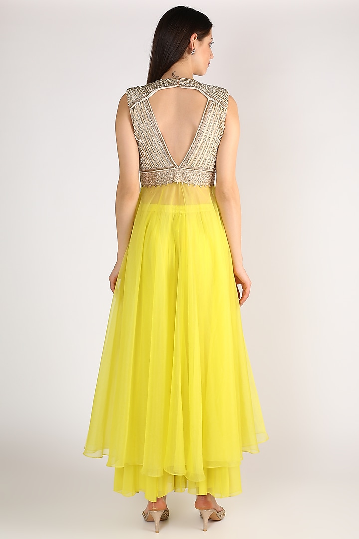 Yellow Embroidered Tunic Set by Keith Gomes at Pernia's Pop Up Shop