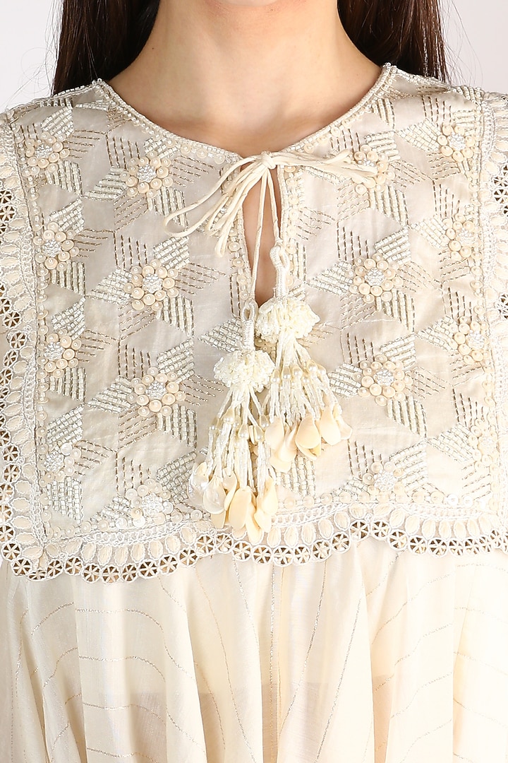 Ivory Embroidered Tunic Set by Keith Gomes at Pernia's Pop Up Shop