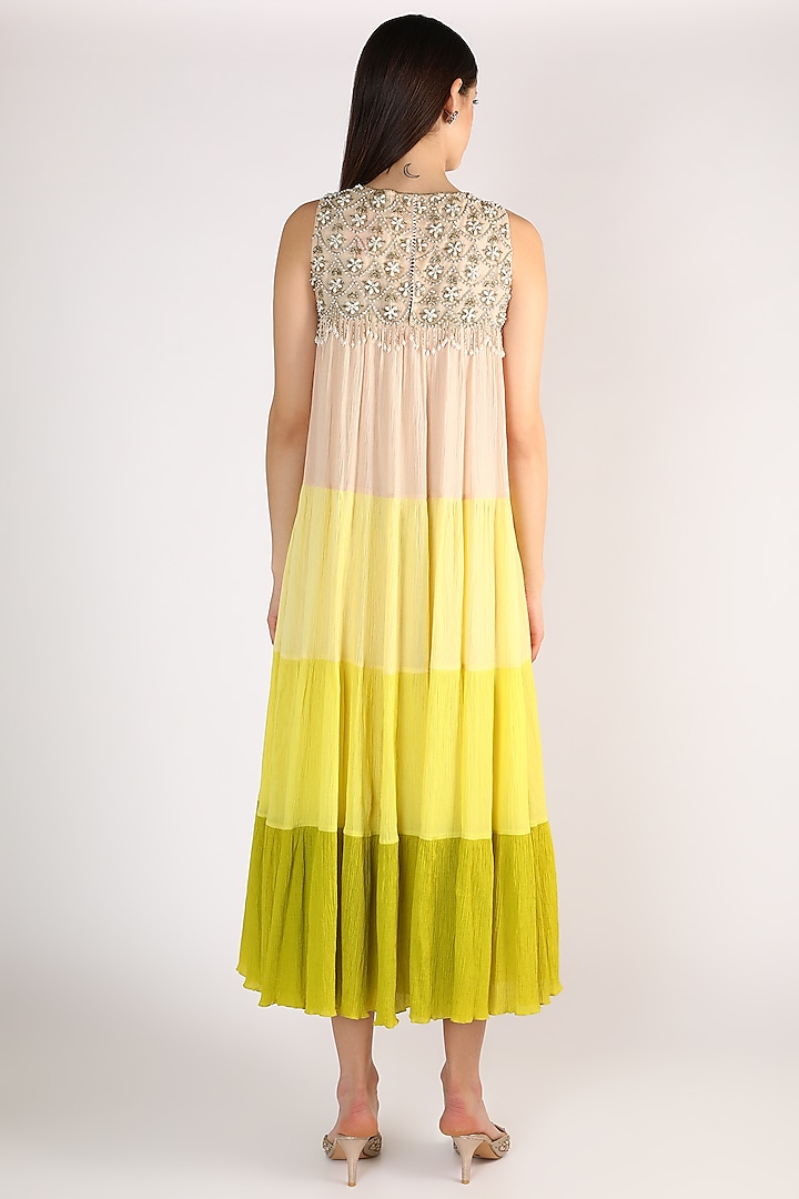 Multi Colored Embroidered Ombre Vacation Dress by Keith Gomes at Pernia's Pop Up Shop