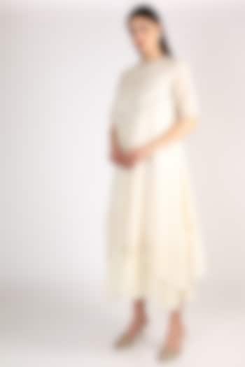 Beige & Ivory Double-Layered Tunic by Keith Gomes at Pernia's Pop Up Shop