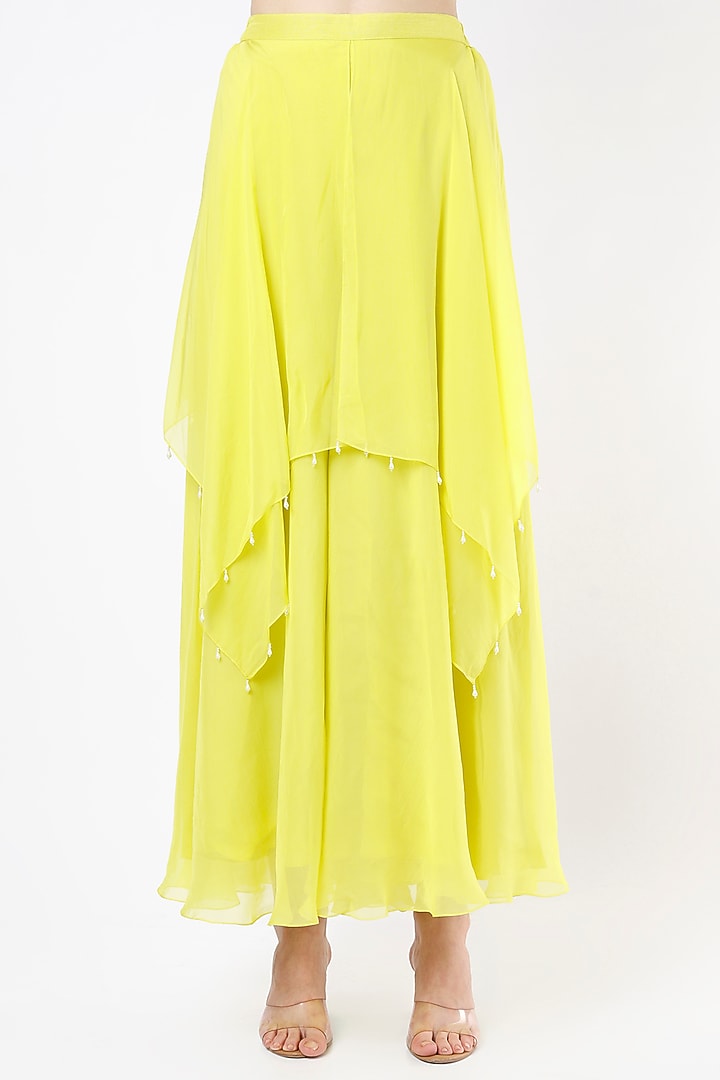 Yellow Hand Embroidered Tunic Set by Keith Gomes at Pernia's Pop Up Shop
