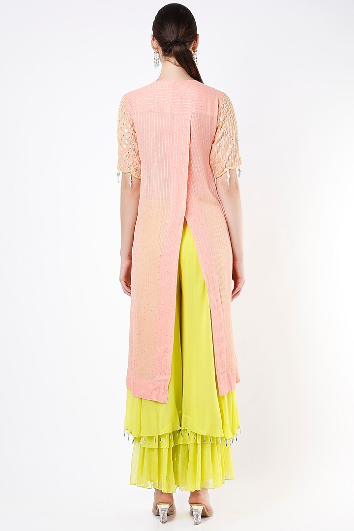 Peach Hand Embroidered Tunic Set by Keith Gomes at Pernia's Pop Up Shop