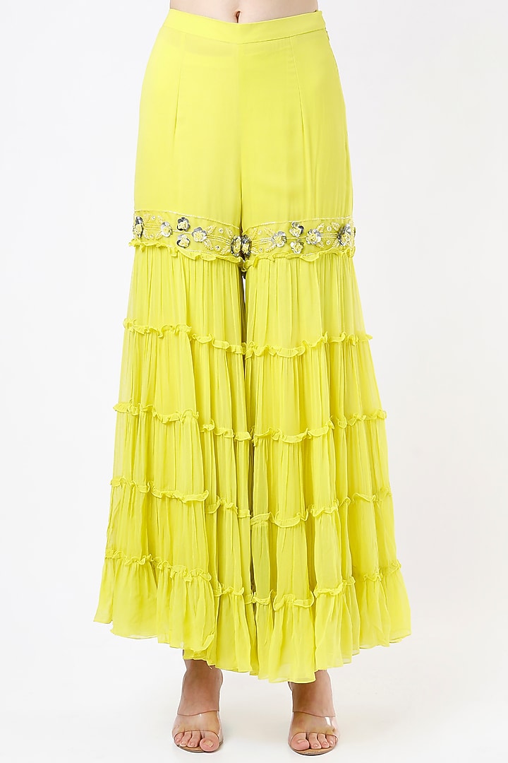 Yellow Embroidered Skirt Set by Keith Gomes at Pernia's Pop Up Shop