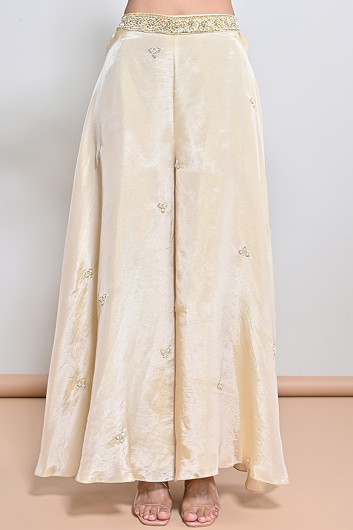Ivory Silk Tissue Sequins Hand Embroidered Tunic Set by Keith Gomes at Pernia's Pop Up Shop