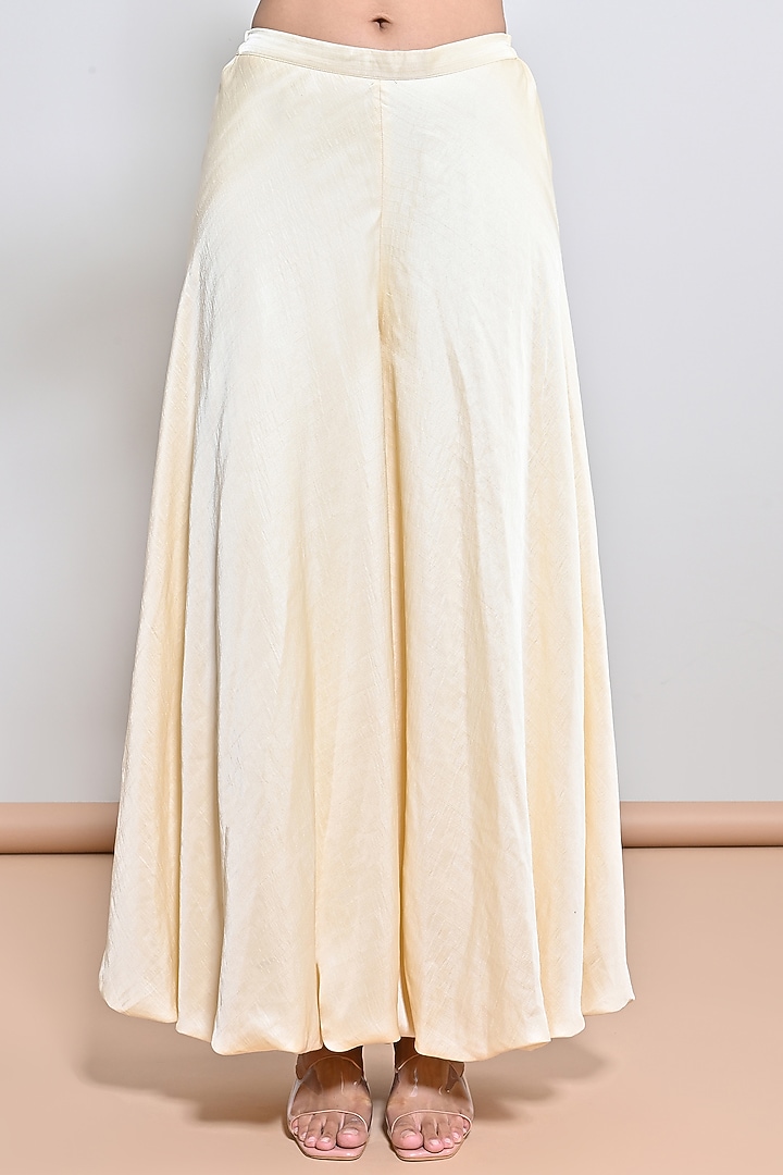 Beige Nysasa Silk Sequins Embroidered Palazzo Pant Set by Keith Gomes at Pernia's Pop Up Shop