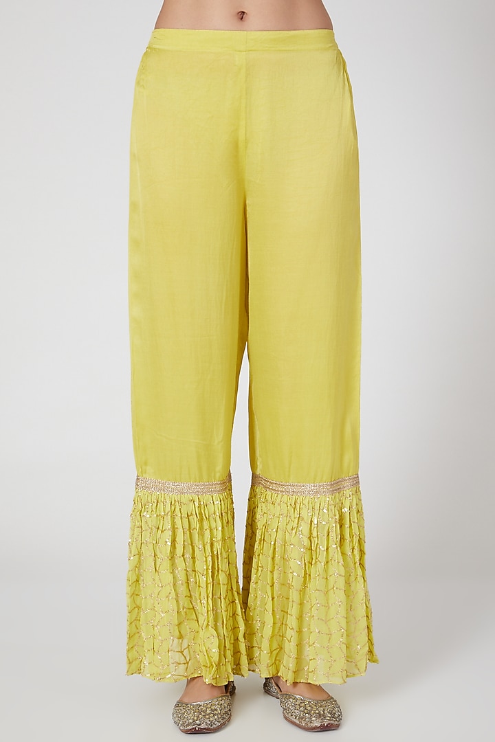 Yellow Embroidered Layered Tunic Set by Keith Gomes at Pernia's Pop Up Shop