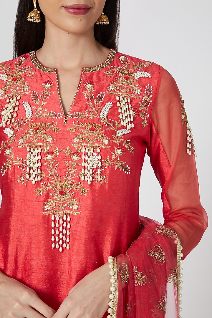 Beige Georgette & Silk Wedding Sharara Set by Keith Gomes at Pernia's Pop Up Shop