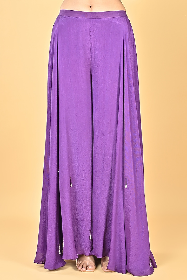 Purple Organza Sequins Embroidered Cape Set by Keith Gomes at Pernia's Pop Up Shop