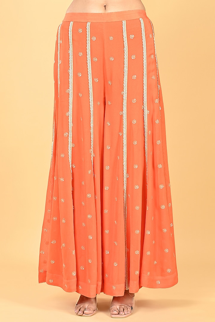 Orange Georgette Sequins Embroidered Tunic Set by Keith Gomes at Pernia's Pop Up Shop