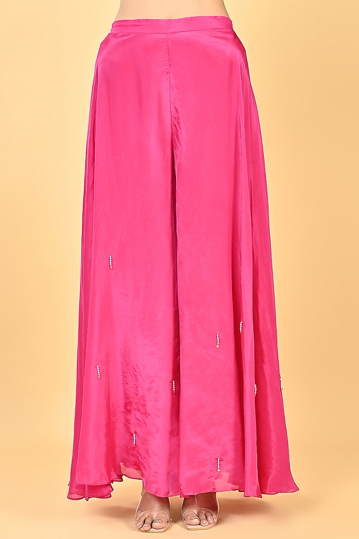 Pink Silk Organza Sequins Embroidered Cape Set by Keith Gomes at Pernia's Pop Up Shop