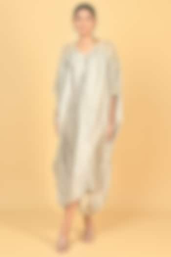 Golden Foil Crepe Sequins Embroidered Kaftan by Keith Gomes at Pernia's Pop Up Shop