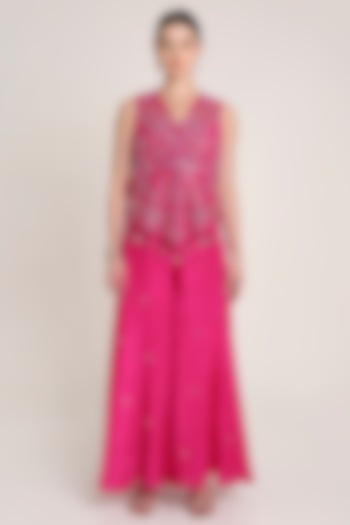 Pink Glass Silk Organza Sequins Embroidered Tunic Set by Keith Gomes at Pernia's Pop Up Shop