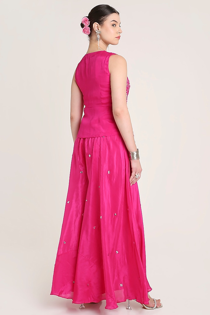Pink Glass Silk Organza Sequins Embroidered Tunic Set by Keith Gomes at Pernia's Pop Up Shop