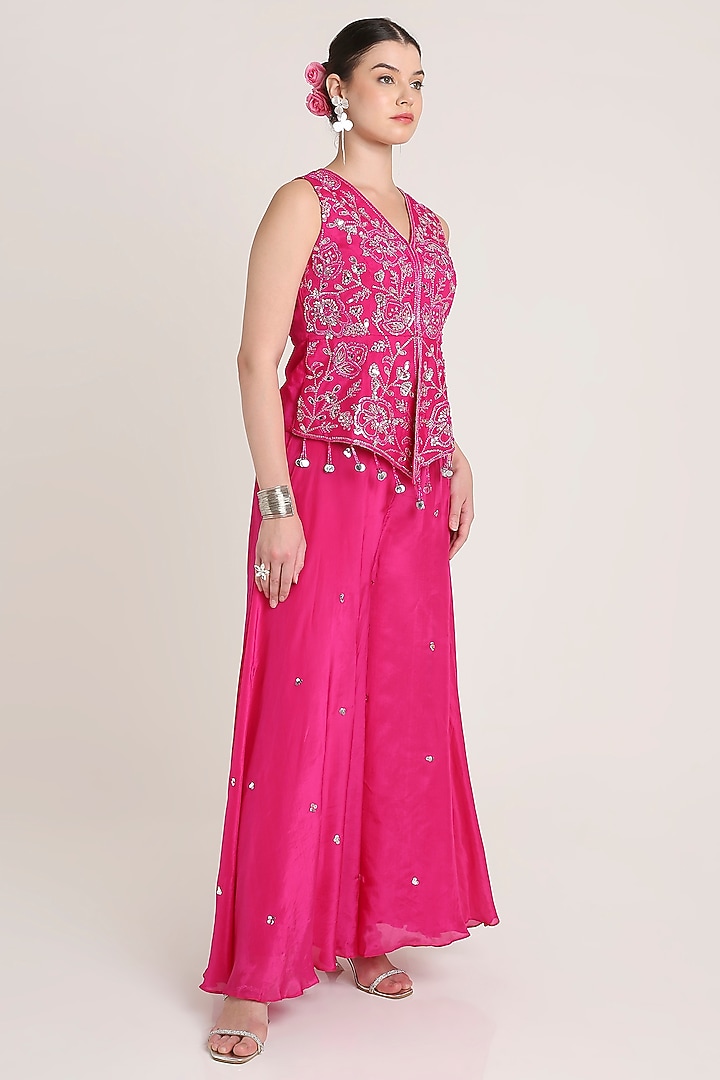 Pink Glass Silk Organza Sequins Embroidered Tunic Set by Keith Gomes at Pernia's Pop Up Shop