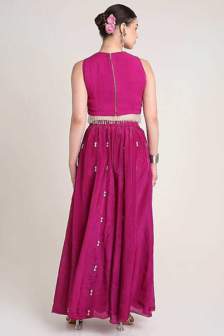 Pink Glass Silk Organza Sequins Embroidered Tunic Set by Keith Gomes at Pernia's Pop Up Shop