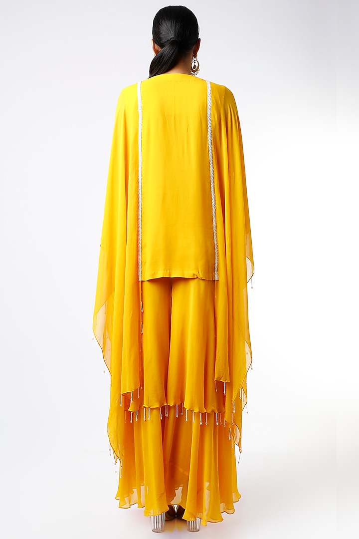 Mustard Embroidered Tunic Set by Keith Gomes at Pernia's Pop Up Shop