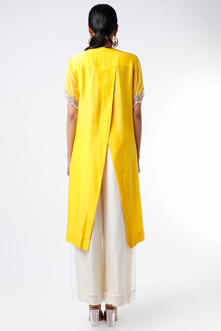 Yellow Embroidered Tunic Set by Keith Gomes at Pernia's Pop Up Shop