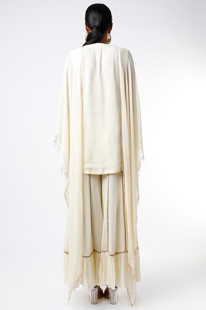 Ivory Embroidered Tunic Set by Keith Gomes at Pernia's Pop Up Shop