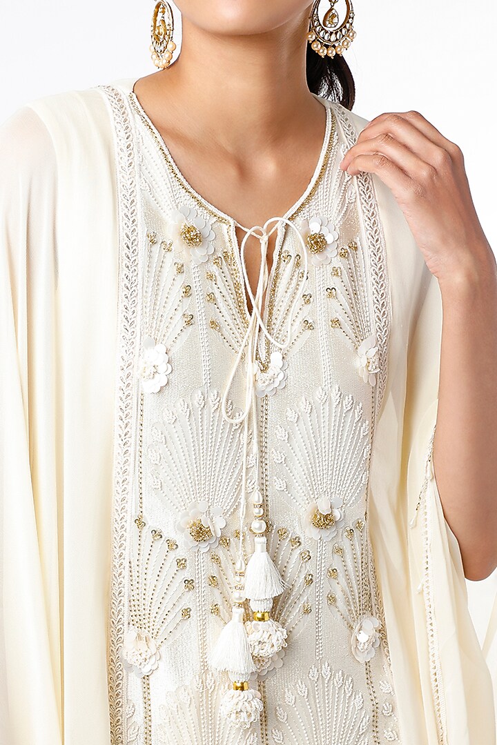 Ivory Embroidered Tunic Set by Keith Gomes at Pernia's Pop Up Shop