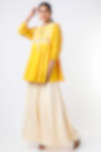 Mustard Beads Embroidered Tunic Set by Keith Gomes at Pernia's Pop Up Shop