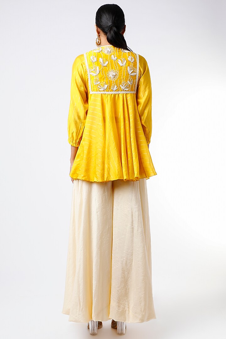Mustard Beads Embroidered Tunic Set by Keith Gomes at Pernia's Pop Up Shop