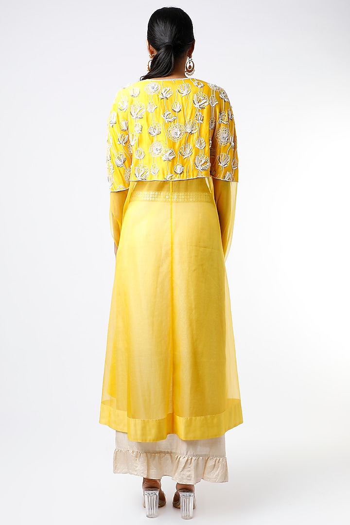 Mustard Embroidered Cape Set by Keith Gomes at Pernia's Pop Up Shop