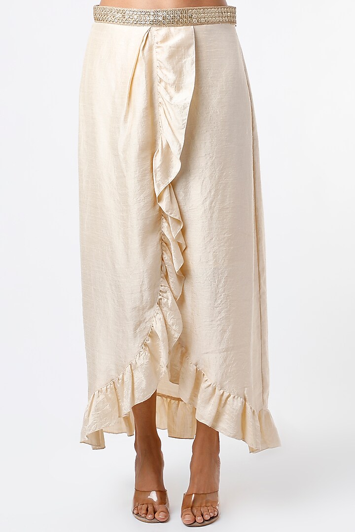 Mustard Embroidered Cape Set by Keith Gomes at Pernia's Pop Up Shop