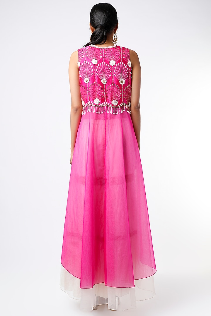 Pink Embroidered Layered Tunic Set by Keith Gomes at Pernia's Pop Up Shop