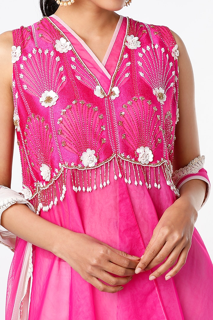 Pink Embroidered Layered Tunic Set by Keith Gomes at Pernia's Pop Up Shop