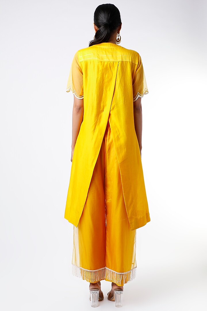 Mustard Embroidered Tunic Set by Keith Gomes at Pernia's Pop Up Shop