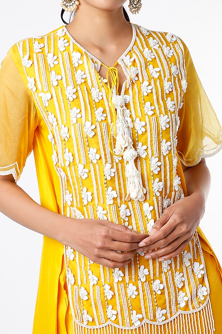 Mustard Embroidered Tunic Set by Keith Gomes at Pernia's Pop Up Shop