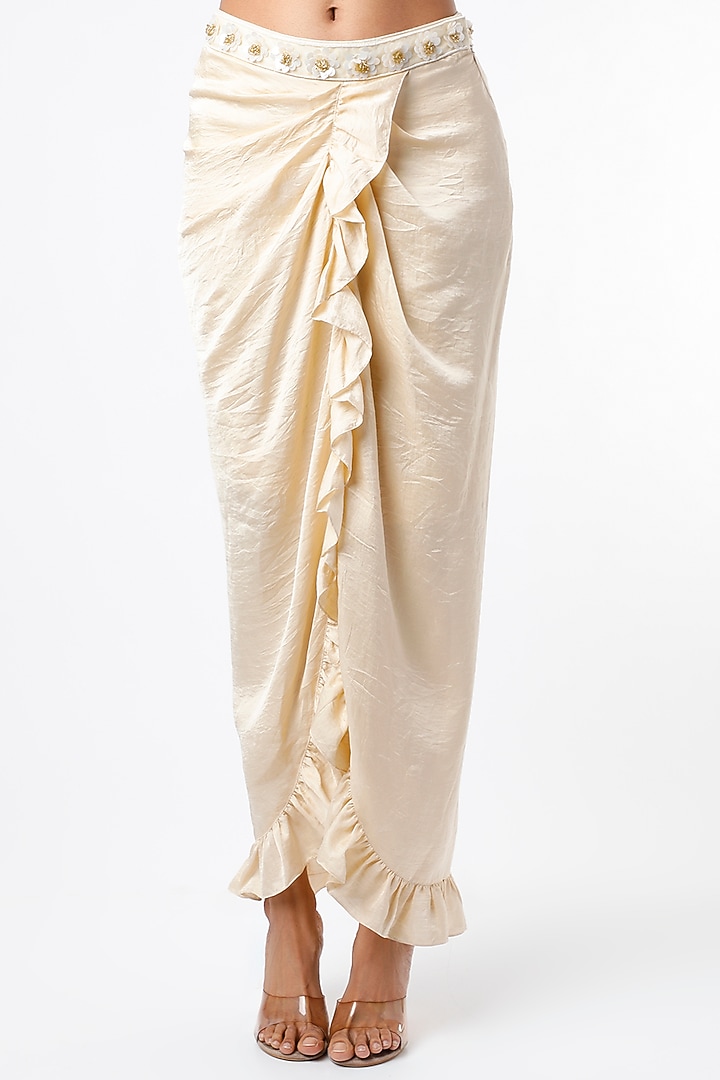Ivory Silk Ruffled Skirt Set by Keith Gomes at Pernia's Pop Up Shop