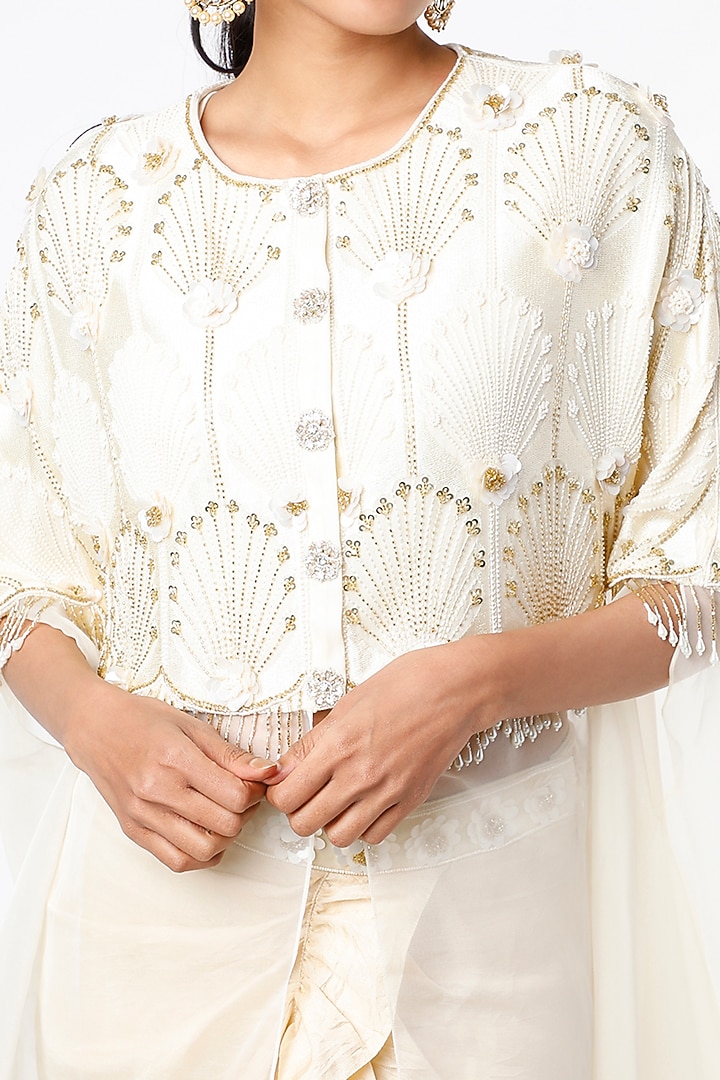 Ivory Silk Ruffled Skirt Set by Keith Gomes at Pernia's Pop Up Shop
