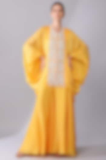 Orange Silk Organza Embroidered Tunic Set by Keith Gomes at Pernia's Pop Up Shop