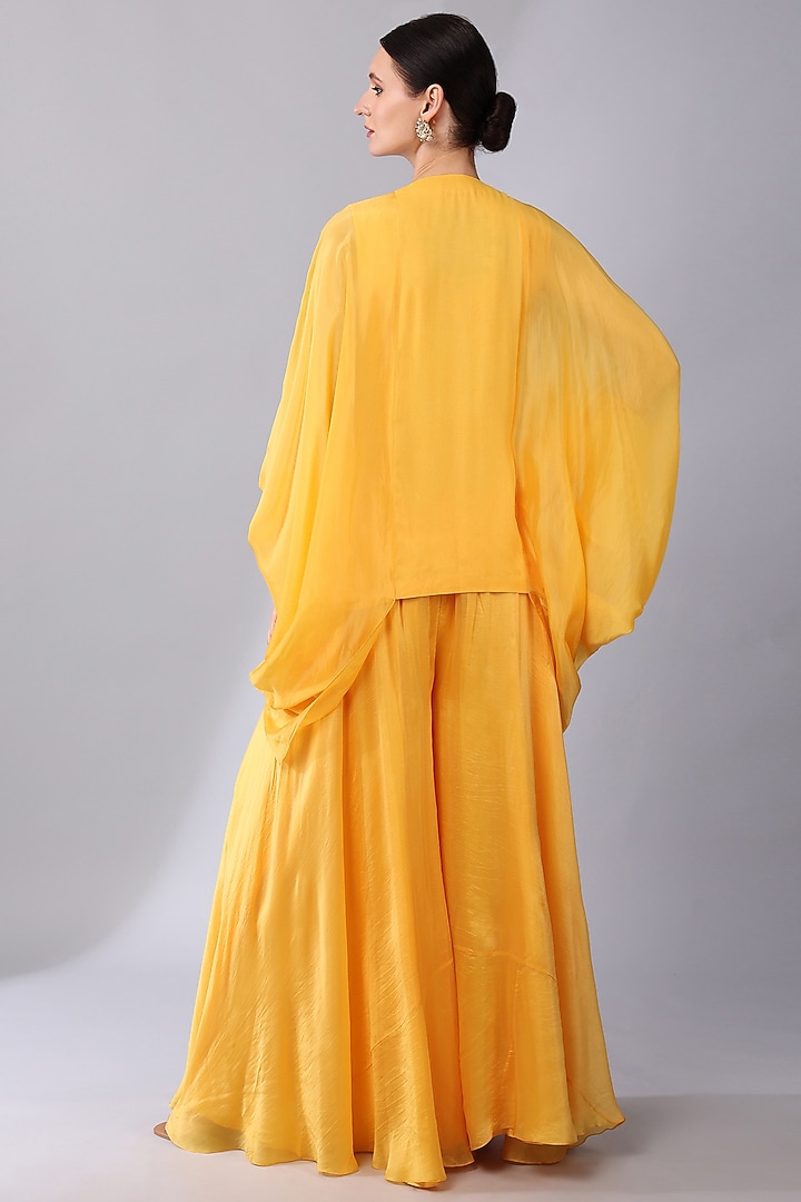 Orange Silk Organza Embroidered Tunic Set by Keith Gomes at Pernia's Pop Up Shop