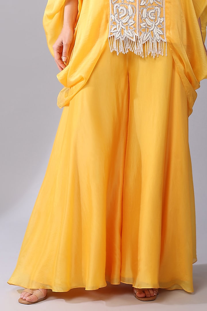 Orange Silk Organza Embroidered Tunic Set by Keith Gomes at Pernia's Pop Up Shop