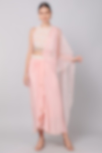 Pink Crepe Skirt Set by Keith Gomes at Pernia's Pop Up Shop