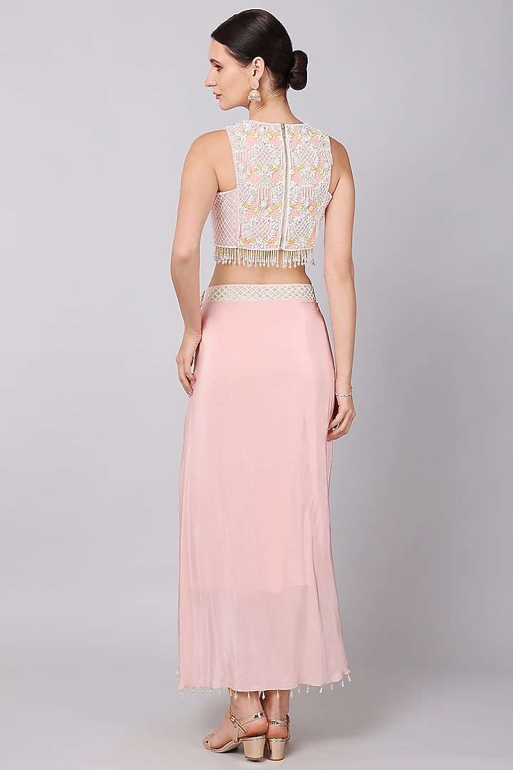 Pink Crepe Skirt Set by Keith Gomes at Pernia's Pop Up Shop