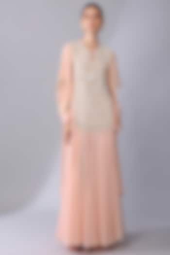 Pink Chiffon Crepe Embroidered Kurta Set by Keith Gomes at Pernia's Pop Up Shop