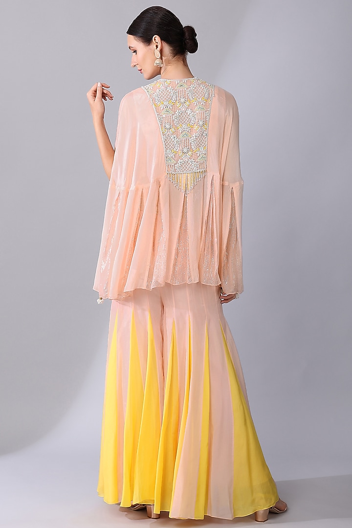 Pink Organza Silk Embroidered Tunic Set by Keith Gomes at Pernia's Pop Up Shop