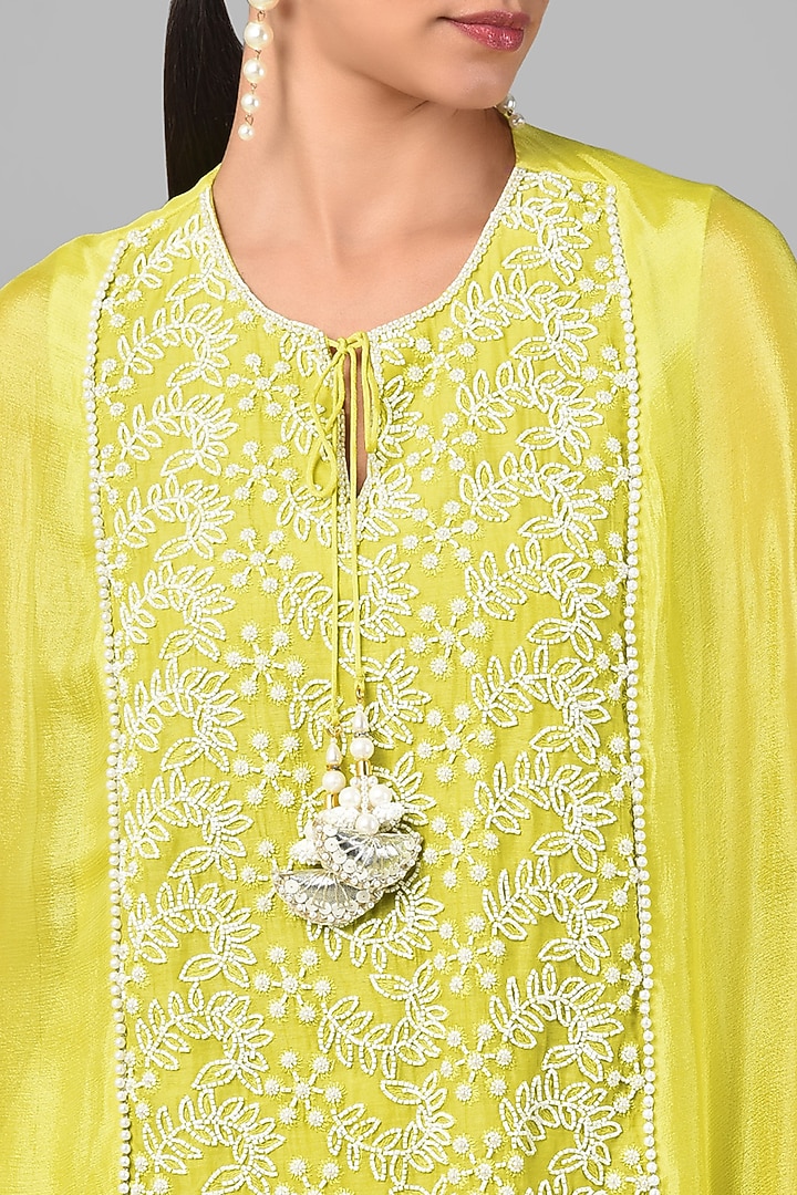 Yellow Embroidered Tunic Set by Keith Gomes at Pernia's Pop Up Shop