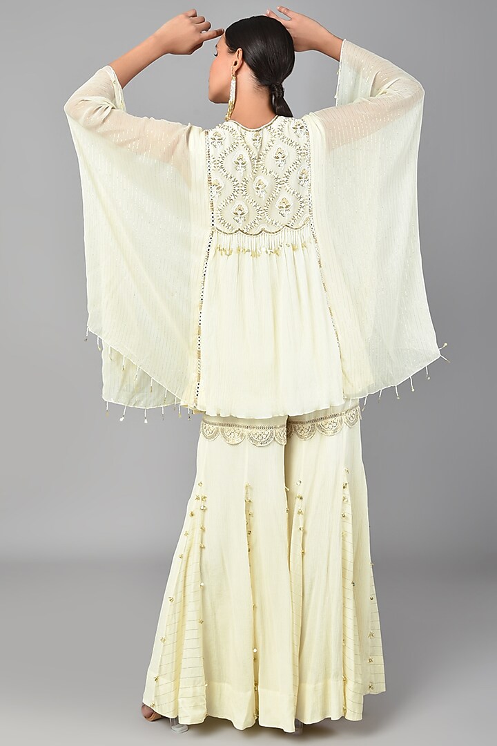 Beige Embroidered Tunic Set by Keith Gomes at Pernia's Pop Up Shop