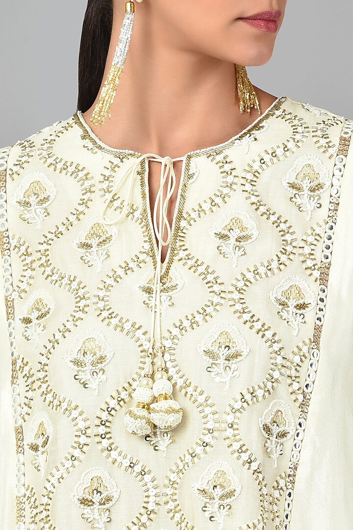 Beige Tunic Set With Embroidery by Keith Gomes at Pernia's Pop Up Shop