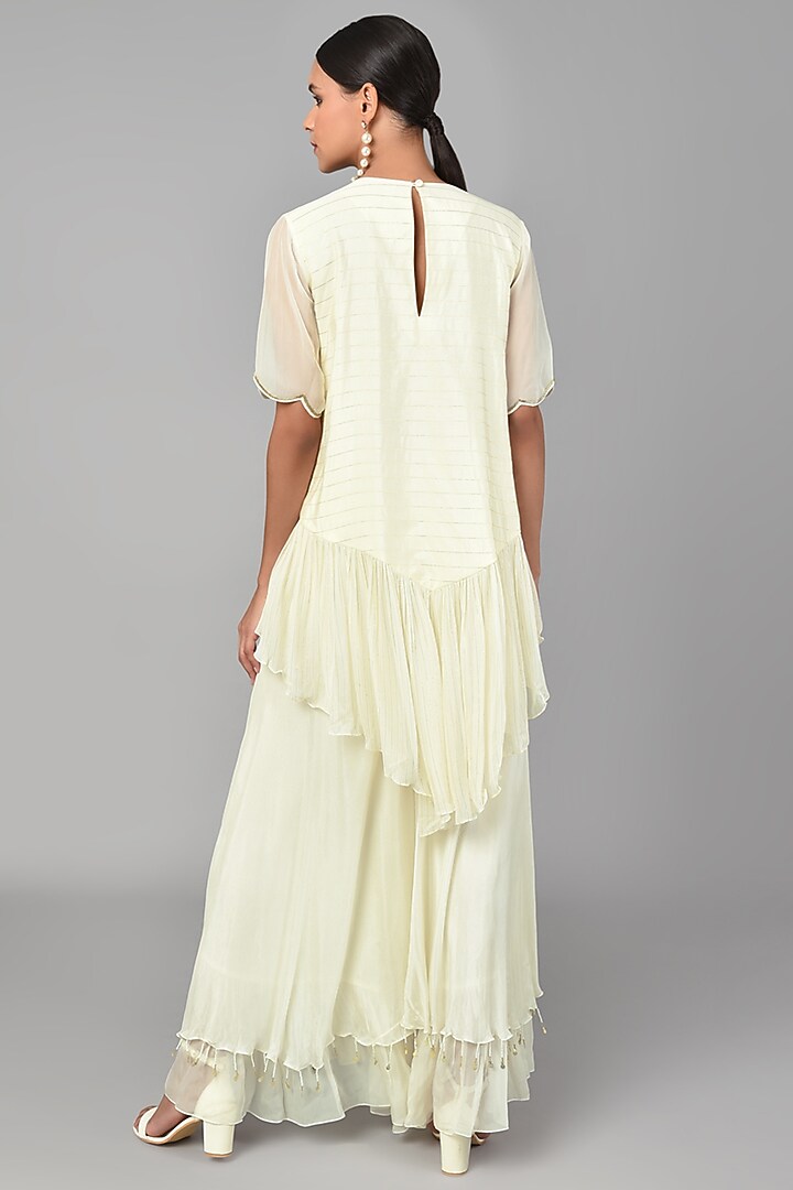 Beige Georgette Tunic Set by Keith Gomes at Pernia's Pop Up Shop