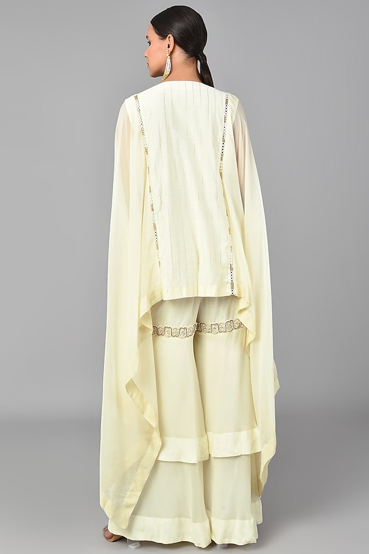 Beige Organza Embroidered Tunic Set by Keith Gomes at Pernia's Pop Up Shop