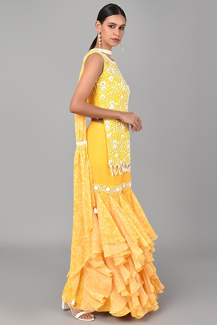 Mustard Embroidered Tunic Set by Keith Gomes at Pernia's Pop Up Shop