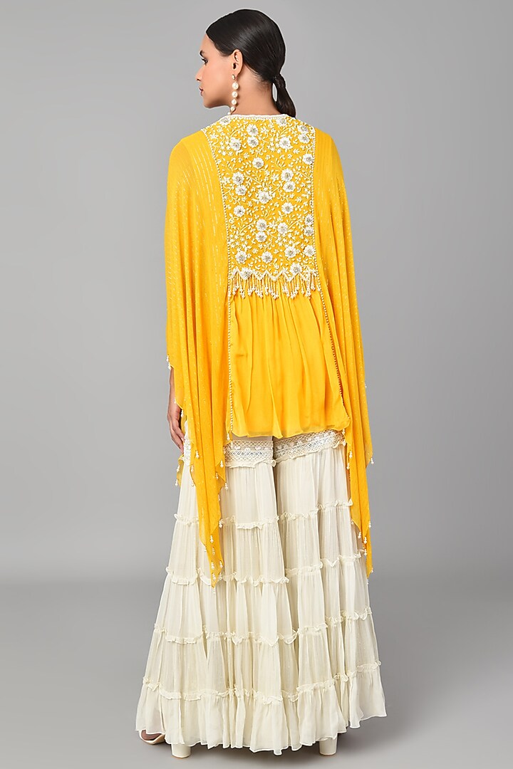 Mustard Georgette Tunic Set by Keith Gomes at Pernia's Pop Up Shop