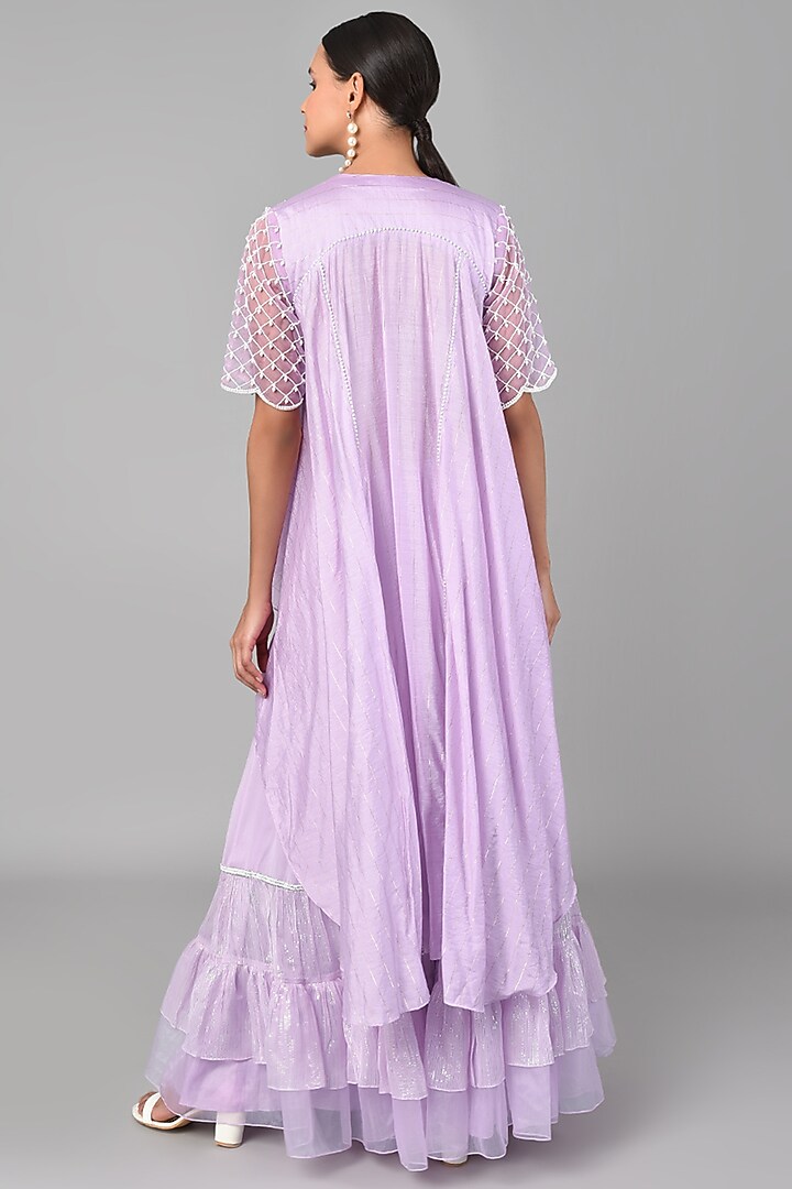 Lilac Silk Embroidered Tunic Set by Keith Gomes at Pernia's Pop Up Shop